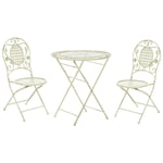 Salon de Jardin Bistrot Table Ronde et 2 Chaises Pliantes pour Terrasse ou Balc