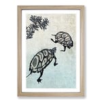 Big Box Art Kame Turtles by Ando Hiroshige Framed Wall Art Picture Print Ready to Hang, Oak A2 (62 x 45 cm)