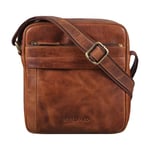 STILORD 'Craig' Mini Sacoche Homme Cuir Vintage Sac à Bandoulière pour Tablets Petit Sac Croisée Sac Messager Pochette en Cuir véritable, Couleur:Kara - Cognac