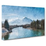 Mountain Above The Lake Canvas Print for Living Room Bedroom Home Office Décor, Wall Art Picture Ready to Hang, 30 x 20 Inch (76 x 50 cm)