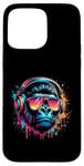 Coque pour iPhone 15 Pro Max Monkey DJ Disco Music Lover Gorilla Chimpanzee Casque audio