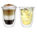 Creano Double Walled Coffee Glasses 400ml - Insulated Latte Macchiato Cups - Cappuccino, Tea - Handmade Heat Resistant XXL Mugs - 2 pcs (Pack of 1)