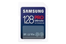 Samsung Pro Ultimate Carte SD MB-SY128SB/WW avec Lecteur USB Inclus, 128 Go, UHS-I U3 Full HD et 4K UHD 200 Mo/s en Lecture et 130 Mo/s en écriture pour Smartphone, Drone ou caméra d'action