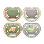 Philips Avent Lot de 4 sucettes légères et aérées pour bébés âgés de 6 à 18 mois, sans BPA et avec étui de transport stérilisateur (modèle SCF085/66)