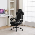 Woltu - Chaise Gaming en Tissu Maillé, Fauteuil Ergonomique Réglable en Hauteur, Chaise d'Ordinateur Pivotante à 360°, Chaise de Bureau, Noir+Gris