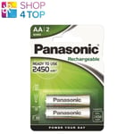 2 Panasonic Rechargeable Aa Ready To Use Batteries 2450mAh Nimh 1.2V 2BL Neuf