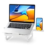 RAVEGO Laptop Stand for Desk, Foldable Ventilated Laptop Riser, Adjustable Computer Stand with Multiple Angles for Laptops Up to 15.6 inches