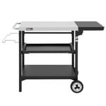 Royal Gourmet Desserte Extérieure pour Plancha, 3 Étagères Chariot pour Barbecue avec Dessus de Table en Acier INOX 70 x 50cm et Table d'Appoint Pliable de 30 x 50cm, Convient pour Cuisine et Jardin