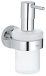 GROHE Start Cube Distributeur de Savon avec Support pour Salle de Bain, Fixations Cachées, A coller avec GROHE QuickGlue ou à visser, Chromé, 41098000