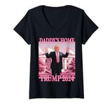 Womens Trump Daddys Home Funny Trump 2024 Election Men Women V-Neck T-Shirt