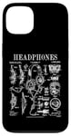 Coque pour iPhone 13 Casque audio vintage breveté DJ Gamer Podcaster Musique