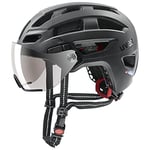 uvex Finale Visor - Casque de Ville sûr pour Hommes et Femmes - avec Visière - Éclairage Led Compris - Black Matt - 52-57 cm