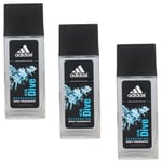 Adidas Ice Dive Aftershave Deodorant for Men - 75ml - 3 PACK