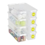 SmartStore 3,5L Petites boites Rangement Plastique avec Couvercles, Lot de 8, Transparentes, Emboîtables et Empilables, Apte au contact alimentaire, Fermeture à Clips, L 38 x W 14 x H 11 cm 3455141RP