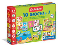 Clementoni Sapientino 10 Jeux en 1 – Jeu éducatif pour Enfants de 3 à 6 Ans, Cartes illustrées, Apprentissage Lettres et Chiffres, en Italien, fabriqué en Italie, 18153