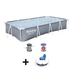 Kit Piscine hors sol tubulaire BESTWAY - Steel Pro™ - 366 x 201 x 66 cm - Rectangulaire + Robot aspirateur Guppy