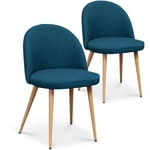 Intensedeco - Lot de 2 chaises scandinaves Cecilia tissu bleu canard