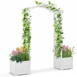 Arche de Jardin avec Jardinière en Bois avec Treillis, Pergola Extérieur pour Plantes Grimpantes Légumes, Décoration pour Mariage Commémoration Fête