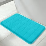 Yimobra Memory Foam Bath Mat Large Size, 51 x 81 cm, Soft and Comfortable, Super Water Absorption, Non-Slip, Thick, Machine Wash, Easier to Dry for Bathroom Floor Rug, Lake Blue