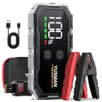 YUSMAN Booster Batterie Voiture 4000A, Démarreur Batterie Voiture (Jusqu'à 7L Gas/5.5L Diesel),12V Jump Starter, Pinces Intelligentes avec Écran 5V/3A, QC3.0,Sortie USB, LED, LCD