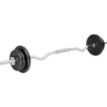 Tectake - Kit 6 haltères et barre de musculation - lot de 6 haltères, ensemble haltères longues, barres d´haltères - gris chrome