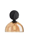 Chelsea Tinted Glass Dome Wall Light, 8 Inch, Amber, Black Holder