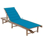 Transat Chaise Longue Bain De Soleil Lit De Jardin Terrasse Meuble D'extérieur Avec Coussin Bambou Helloshop26 02_0012288