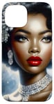 iPhone 15 Glamorous Black Woman In Silver Art With Vintage Style Case