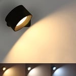 Anmossi Applique Murale Rechargeable,Spots Muraux Intérieure à LED à Commande Tactile,3 Niveaux de Luminosité 3 Températures de Couleur,Rotation à 360° Lampe de Chevet pour Chambre à Coucher(Noir)