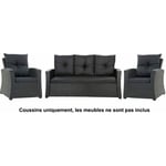 Coussins pour mobilier de jardin extérieur, Coussins pour canapé, coussins pour banc, coussins de balançoire, Coussins de chaise, Noir