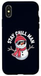 Coque pour iPhone X/XS Stay Chill, Man Cool Winter Snowman, Noël