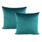 VAKADO 50x50cm Housse de Coussin en Velours Super Doux Carré Décoratif Taie d’Oreiller pour Chambre Salon Canapé Lit Chaise Voiture Lot de 2,Blue Sarcelle