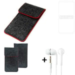 Cover for OnePlus OnePlus 8 Pro dark gray red edges Sleeve + earphones