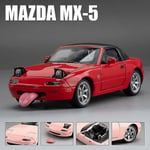 1/32 Mazda MX-5 Miniatyr Diecast Mx5 Roadster Leksaksbilsmodell Ljud & Ljus Dörrar Öppningsbara Samlingspresent För Barn Pojke Kid-Yvan Red