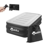 Makika Inflatable Single Air Bed with Built In Pump Flocked Air Matress Camping