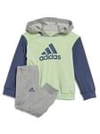 Boys, adidas Sportswear Infant Colourblock Youth/Baby Hoodie and Jogger Set - Green Multi, Green, Size 6-9 Months
