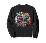 Cool Gaming Controller In Graffiti Art Style Christmas Sweatshirt