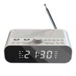 FM-klockradio med Bluetooth-streaming, LED-display, väckarklocka, 1500 mAh, Hi-Fi-högtalare med Woo