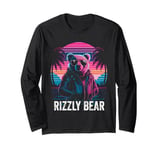 Rizzly Bear Synthwave Retrowave Aesthetic 80s Vibes Long Sleeve T-Shirt