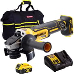 DeWalt DCG405N 18V Brushless Angle Grinder 1 x 5.0Ah Battery Charger & Tool Bag