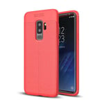 Samsung Galaxy S9 Plus      Leather Texture Case    Red