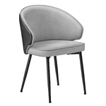 VASAGLE Chaise de Salle à Manger, Chaise de Cuisine, Siège Rembourré, en Tissu Coton-Lin, Fauteuil de Salon, Pieds en Métal, Moderne, pour Salle à Manger, Cuisine, Gris Clair LDC100G02