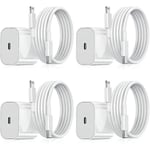 iPhone-laddare - Snabbladdare - Adapter + Kabel 20W USB-C Vit 4-pack iPhone