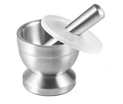 Mortar With Pestle + Lid Stainless Steel Spice Mill Tablets Shredder Handmörser