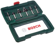 Bosch 6-Piece Tungsten Carbide Router Bit Set (for Wood, Shank Ø 8 mm, Accessory Routers)