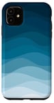 Coque pour iPhone 11 Dégradé simple bleu ondulé