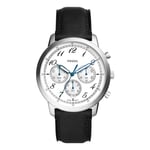 FOSSIL Neutra Montre pour Homme, Mouvement Chronographe avec Bracelet en Acier Inoxydable ou en Cuir, Noir et Blanc, 44mm