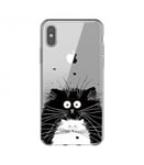 Coque Iphone XR Chat coeur love noir blanc moustache transparent