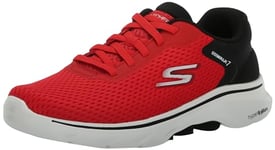 Skechers Mens Go Walk 7 Construct Trainers, Red and Black Textile Synthetic, 11 UK