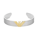 Emporio Armani Bracelet jonc Emporio Armani en acier inoxydable, bicolore, pour homme, EGS3074040, Argent et ton or